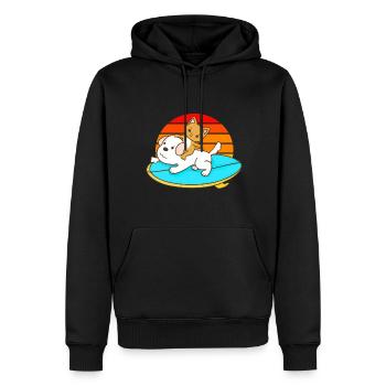 Balades en chat sur une planche de surf pour chien - Sweat à capuche Premium bio Homme - noir - Devant - Nico (187cm)
