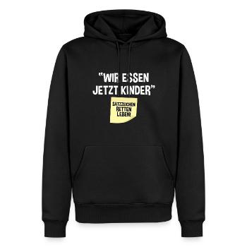 Wir Essen Jetzt Kinder - Männer Premium Bio Hoodie - Schwarz - Vorne - Nico (187cm)