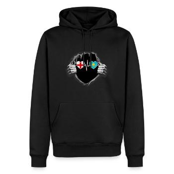 England und Kasachstan Kazakhstan Kasache Flaggen - Männer Premium Bio Hoodie - Schwarz - Vorne - Nico (187cm)