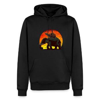 Elephant Turtle Sunset Design - Men’s Premium Organic Hoodie - black - Front - Nico (187cm)