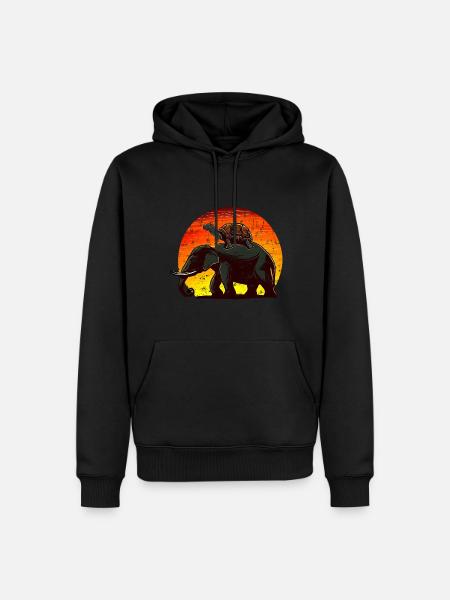 Elephant Turtle Sunset Design - Men’s Premium Organic Hoodie - black