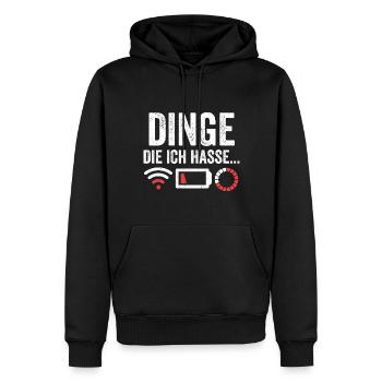 Dinge die ich hasse - Männer Premium Bio Hoodie - Schwarz - Vorne - Nico (187cm)
