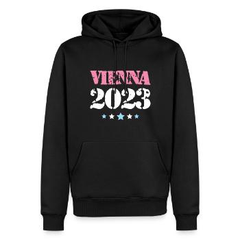 Vienne 2023 Vienne - Sweat à capuche Premium bio Homme - noir - Devant - Nico (187cm)