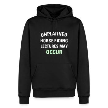 DES CONFÉRENCES D’ÉQUITATION IMPRÉVUES PEUVENT AVOIR LIEU - Sweat à capuche Premium bio Homme - noir - Devant - Nico (187cm)