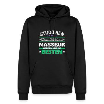 Studieren kann jeder Masseur sind die Besten - Männer Premium Bio Hoodie - Schwarz - Vorne - Nico (187cm)