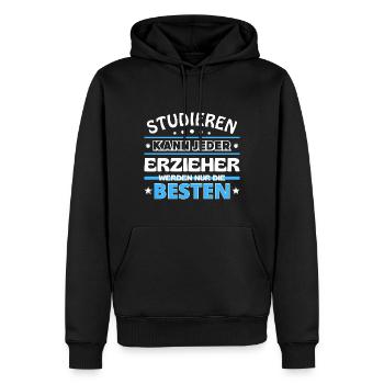 Studieren kann jeder Erzieher sind die Besten - Männer Premium Bio Hoodie - Schwarz - Vorne - Nico (187cm)