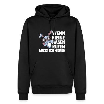 Kaninchen Hase - Männer Premium Bio Hoodie - Schwarz - Vorne - Nico (187cm)