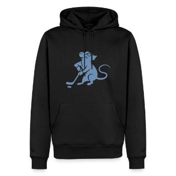 Maus Ratte Eishockey Silhouette Minimalistisch - Männer Premium Bio Hoodie - Schwarz - Vorne - Nico (187cm)