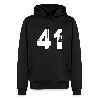 41 Maillot numéro - Sweat à capuche Premium bio Homme - noir - Devant - Nico (187cm)
