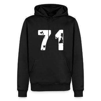 71 Maillot numéro - Sweat à capuche Premium bio Homme - noir - Devant - Nico (187cm)