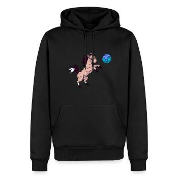Cheval mignon jouant au volley-ball et au jumping grunge - Sweat à capuche Premium bio Homme - noir - Devant - Nico (187cm)