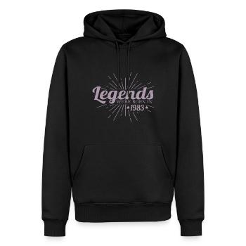 Des légendes sont nées en 1983 - Sweat à capuche Premium bio Homme - noir - Devant - Nico (187cm)