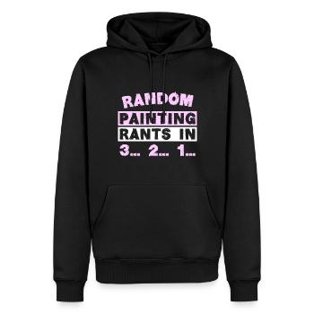 RANDOM PAINTING RANTS IN 3... 2... 1... - Männer Premium Bio Hoodie - Schwarz - Vorne - Nico (187cm)