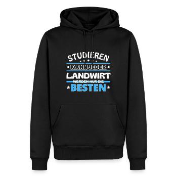 Studieren kann jeder Landwirt sind die Besten - Männer Premium Bio Hoodie - Schwarz - Vorne - Nico (187cm)