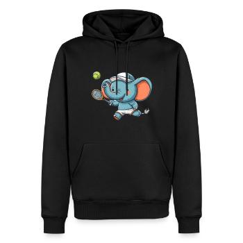 Niedlicher Elefant als Tennis-Tennisspieler - - Männer Premium Bio Hoodie - Schwarz - Vorne - Nico (187cm)