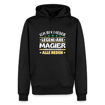 Ich bin dieser legendäre Magier - Männer Premium Bio Hoodie - Schwarz - Vorne - Nico (187cm)