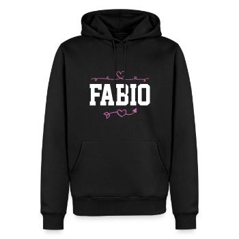 Fabio - Männer Premium Bio Hoodie - Schwarz - Vorne - Nico (187cm)