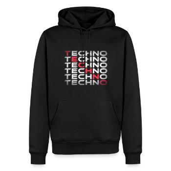 Techno Rave Festival Musique Electro Raver - Sweat à capuche Premium bio Homme - noir - Devant - Nico (187cm)