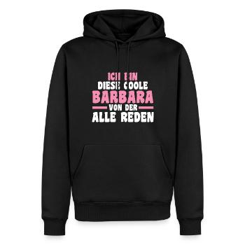 Barbara - Männer Premium Bio Hoodie - Schwarz - Vorne - Nico (187cm)