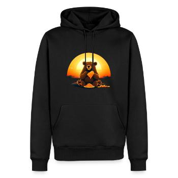 Ours mangeant du nacho au coucher du soleil - Sweat à capuche Premium bio Homme - noir - Devant - Nico (187cm)