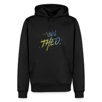 Théo - Sweat à capuche Premium bio Homme - noir - Devant - Nico (187cm)