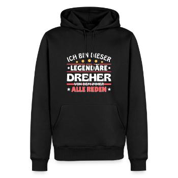 Ich bin dieser legendäre Dreher - Männer Premium Bio Hoodie - Schwarz - Vorne - Nico (187cm)
