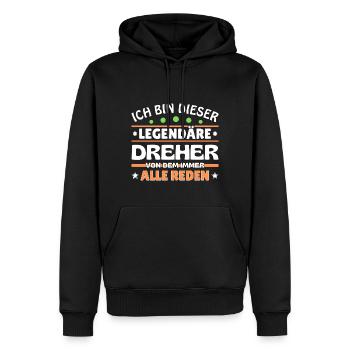 Ich bin dieser legendäre Dreher - Männer Premium Bio Hoodie - Schwarz - Vorne - Nico (187cm)