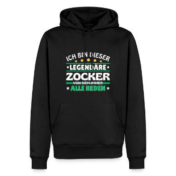 Ich bin dieser legendäre Zocker - Männer Premium Bio Hoodie - Schwarz - Vorne - Nico (187cm)