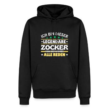 Ich bin dieser legendäre Zocker - Männer Premium Bio Hoodie - Schwarz - Vorne - Nico (187cm)