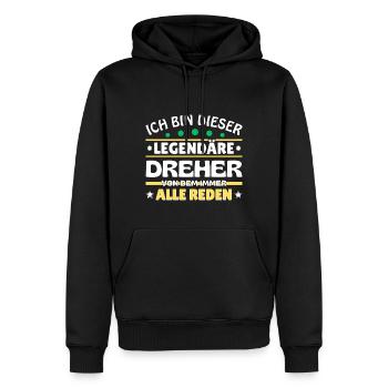 Ich bin dieser legendäre Dreher - Männer Premium Bio Hoodie - Schwarz - Vorne - Nico (187cm)