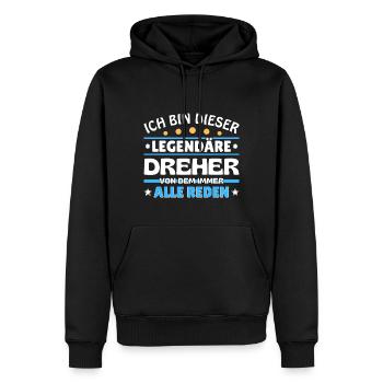Ich bin dieser legendäre Dreher - Männer Premium Bio Hoodie - Schwarz - Vorne - Nico (187cm)
