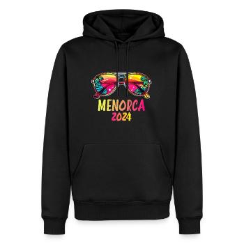 Menorca 2024 Urlaubs Sonnenbrille - Männer Premium Bio Hoodie - Schwarz - Vorne - Nico (187cm)