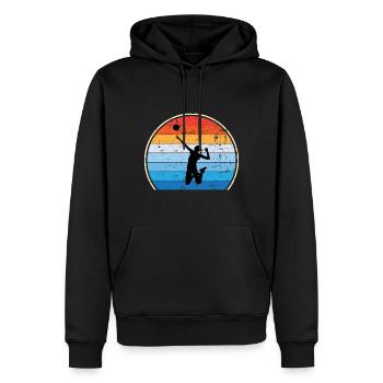 Retro Volleyballspieler Volleyballtrainer - Männer Premium Bio Hoodie - Schwarz - Vorne - Nico (187cm)