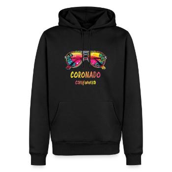 Coronado Kalifornien - Bunte Sonnenbrille - Männer Premium Bio Hoodie - Schwarz - Vorne - Nico (187cm)