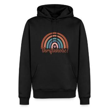 Thrift Shopper Thriftaholic Thrift Store - Männer Premium Bio Hoodie - Schwarz - Vorne - Nico (187cm)