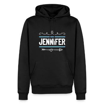 Jennifer - Männer Premium Bio Hoodie - Schwarz - Vorne - Nico (187cm)