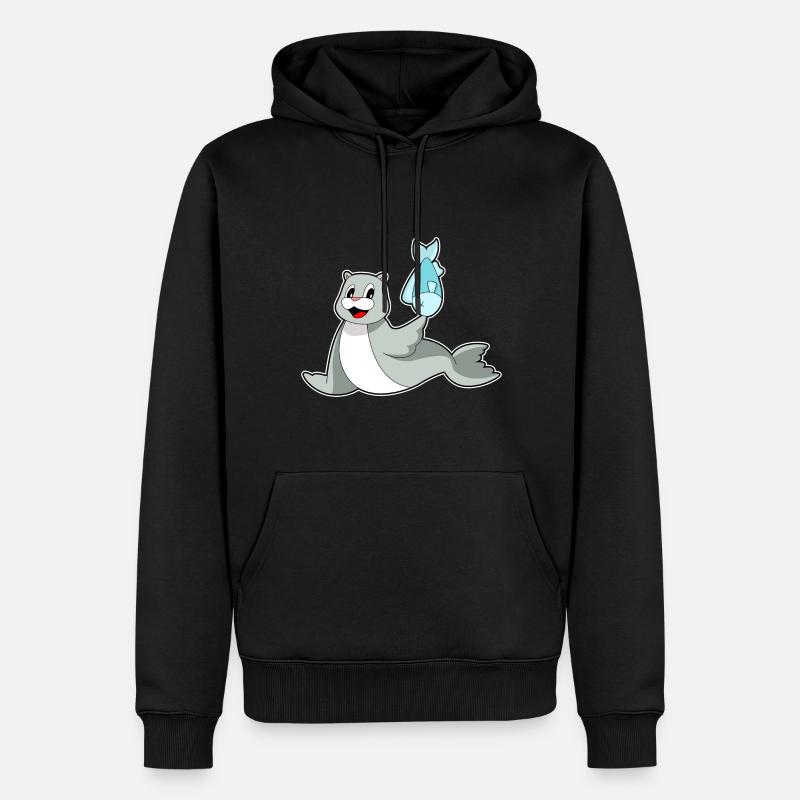 Poisson phoque - Sweat à capuche Premium bio Homme - noir