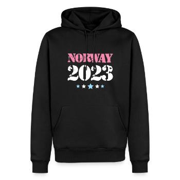 Norway 2023 - Männer Premium Bio Hoodie - Schwarz - Vorne - Nico (187cm)