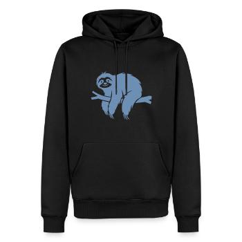 Minimalist sloth relaxing on a branch - Men’s Premium Organic Hoodie - black - Front - Nico (187cm)