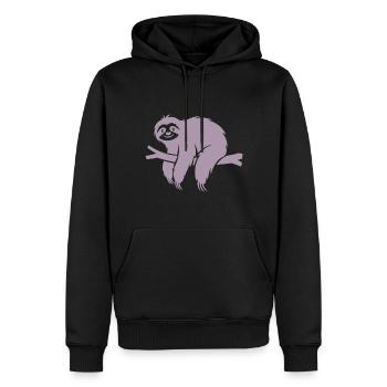 Minimalist sloth relaxing on a branch - Men’s Premium Organic Hoodie - black - Front - Nico (187cm)