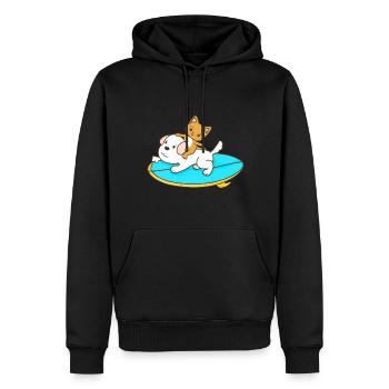 Balades en chat sur une planche de surf pour chien - Sweat à capuche Premium bio Homme - noir - Devant - Nico (187cm)