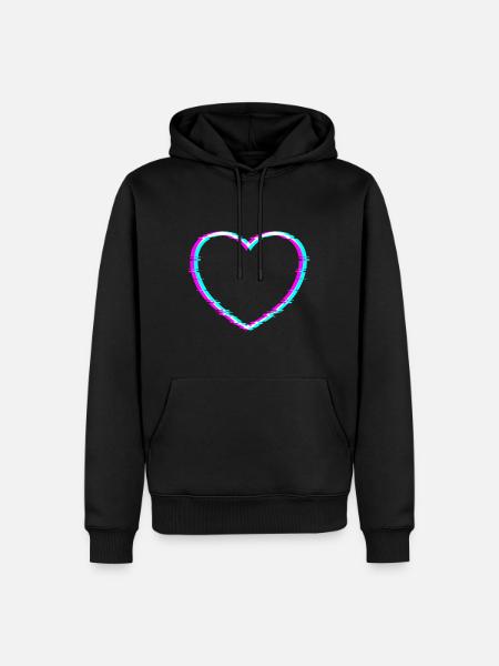 Herz | Mit coolem digitalem Verzerrungseffekt - Männer Premium Bio Hoodie - Schwarz