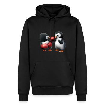 Pinguin Boxkampf - Männer Premium Bio Hoodie - Schwarz - Vorne - Nico (187cm)