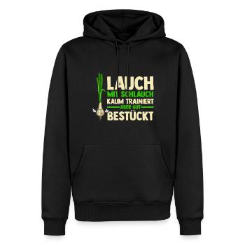 Bodybuilding Sport Fitness Lauch - Männer Premium Bio Hoodie - Schwarz - Vorne - Nico (187cm)
