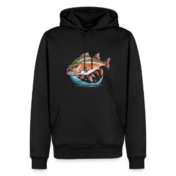Pêche à la truite et pêche à la truite brune - Sweat à capuche Premium bio Homme - noir - Devant - Nico (187cm)