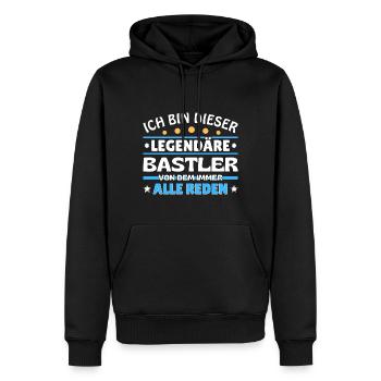 Ich bin dieser legendäre Bastler - Männer Premium Bio Hoodie - Schwarz - Vorne - Nico (187cm)