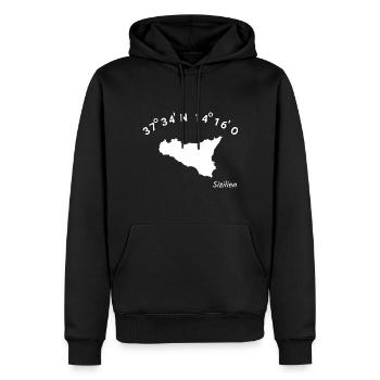 Sizilien Koordinaten Italien Urlaub Sicilia Idee - Männer Premium Bio Hoodie - Schwarz - Vorne - Nico (187cm)