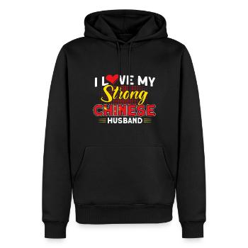 Chine Chinese Roots Cadeau - Sweat à capuche Premium bio Homme - noir - Devant - Nico (187cm)