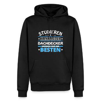 Studieren kann jeder Dachdecker sind die Besten - Männer Premium Bio Hoodie - Schwarz - Vorne - Nico (187cm)