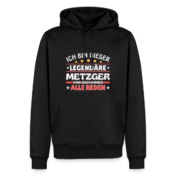 Ich bin dieser legendäre Metzger - Männer Premium Bio Hoodie - Schwarz - Vorne - Nico (187cm)